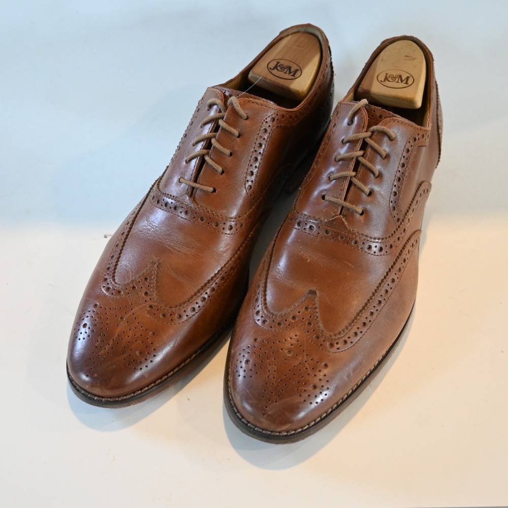 Cole Haan 10 Brown Leather C12915 Cambridge Wing Tip Oxford Mens Dress Shoes